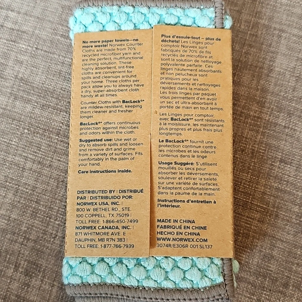 Norwex Teal and Gray Counter Cloth Trio - Picture 3 of 7